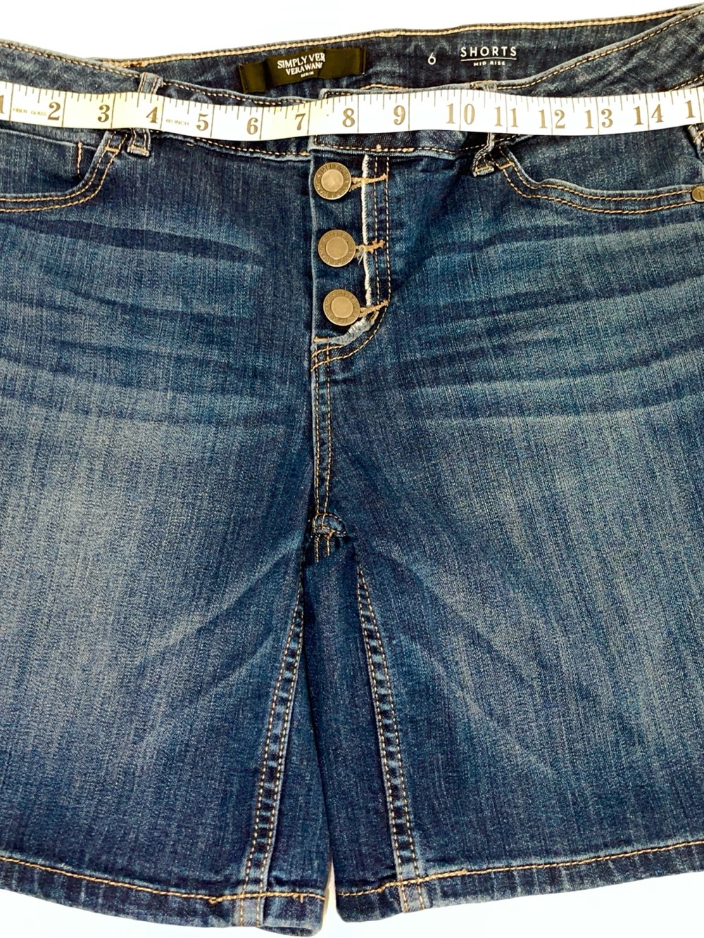 Simply Vera Vera Wang Women's Mid Rise Denim Shorts Sz 6 SKU: 0825-35
